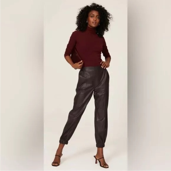 HUGO BOSS Teruna Faux Leather Jogger Pants Purple Merlot Size 6 Original $228 - Picture 3 of 10